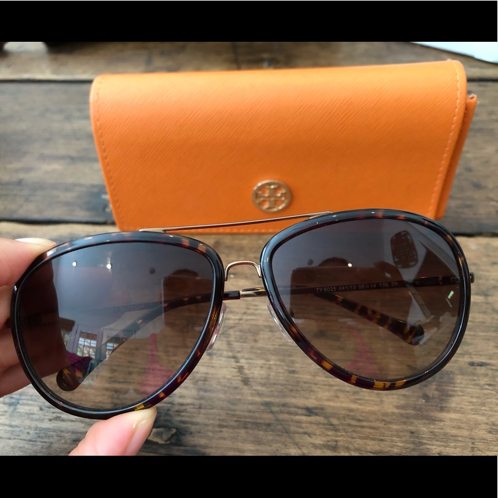Tory Burch Aviator Tortoise Sunglasses